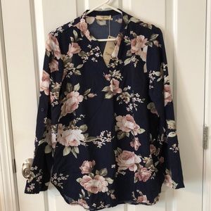NWT- Navy Floral Blouse